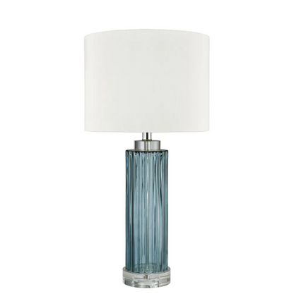 Serento Blue Glass Table Lamp & White Shade