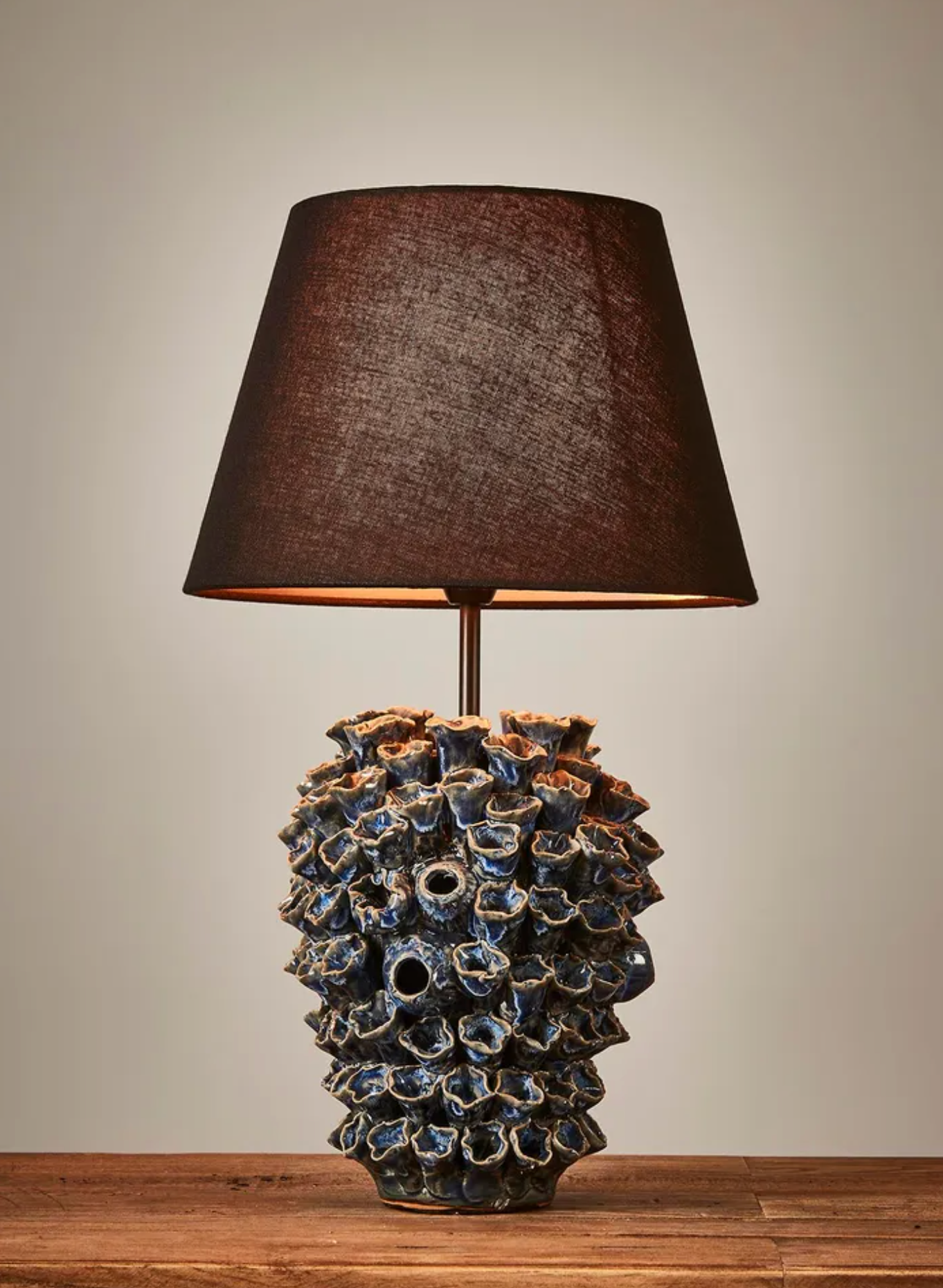 Londolozi Ceramic Table Lamp Blue with Linen Shade