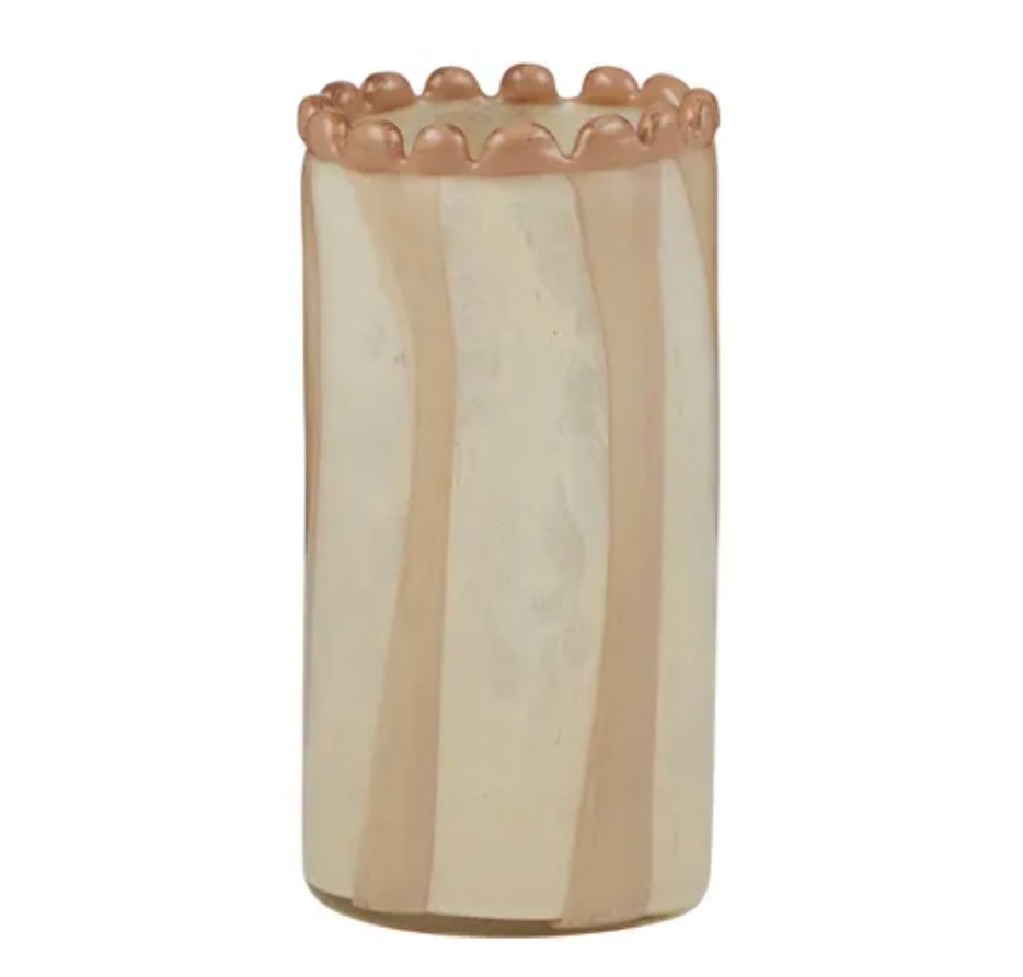 Tan Stripe Glass Vase