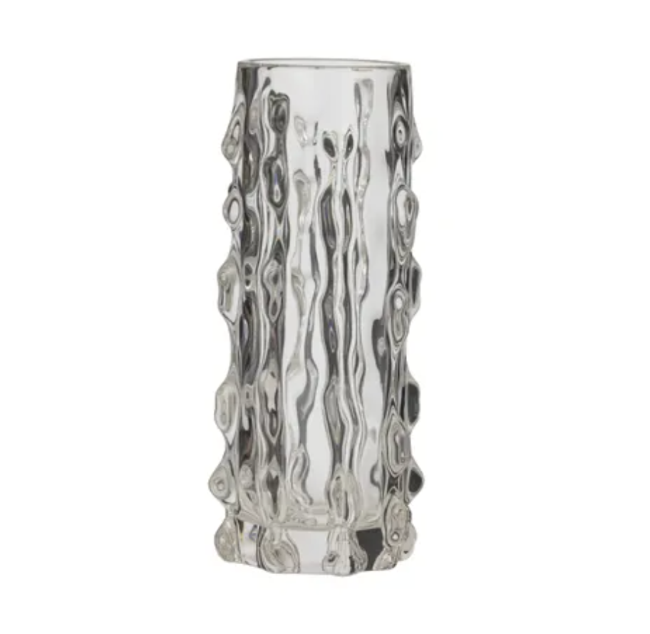 Foresta Dimple Glass Vase 11.5x29cm Clear