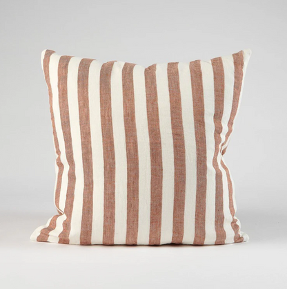 Santi Linen Cushion - Off White/Nutmeg Stripe