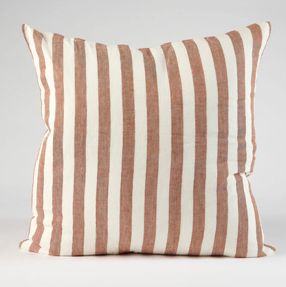 Santi Linen Cushion - Off White/Nutmeg Stripe