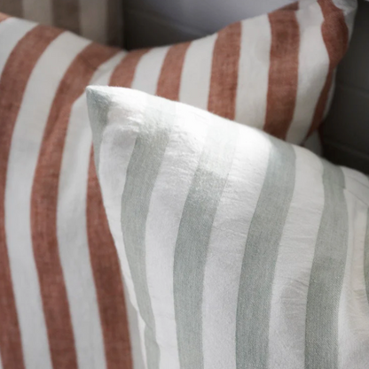 Santi Linen Cushion - Off White/Nutmeg Stripe