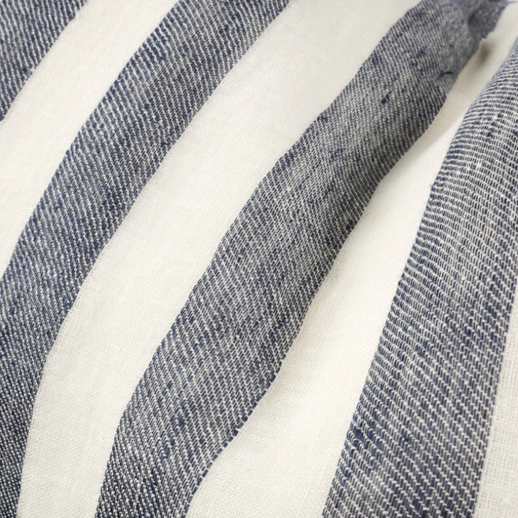 Santi Linen Cushion - Off White/Nutmeg Stripe