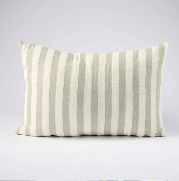 Santi Linen Cushion - Off White/Nutmeg Stripe