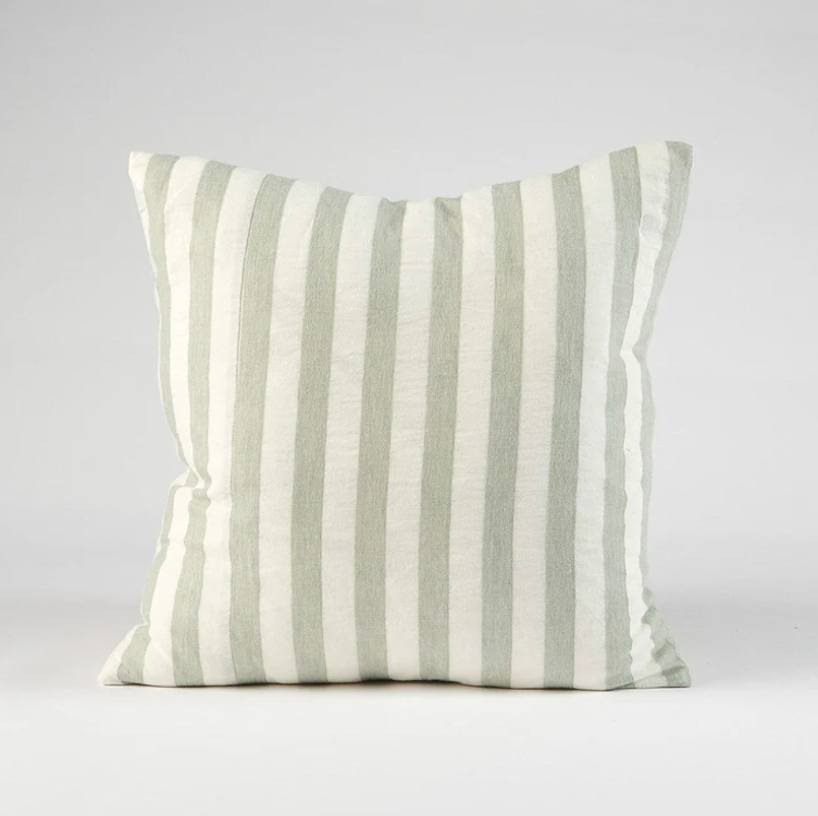 Santi Linen Cushion - Off White/Nutmeg Stripe