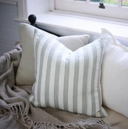 Santi Linen Cushion - Off White/Nutmeg Stripe