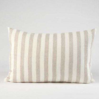 Santi Linen Cushion - Off White/Nutmeg Stripe