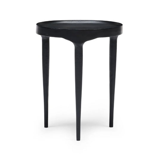 Round Cast Side Table - Black