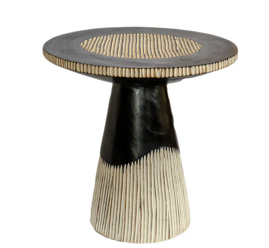 Round Black/Sand Block Side Table