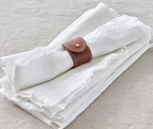 Soft Leather Napkins Rings Set