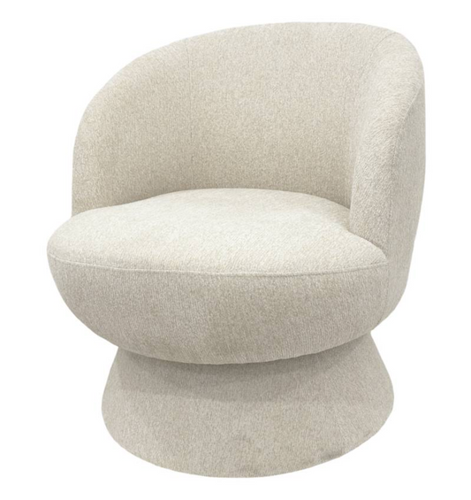 Beige Upholstered Swivel Chair