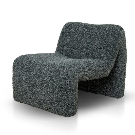 Green Boucle Fabric Lounge Chair