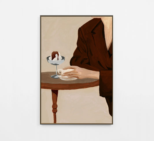 Evening Demitasse Canvas Artwork - Walnut Frame