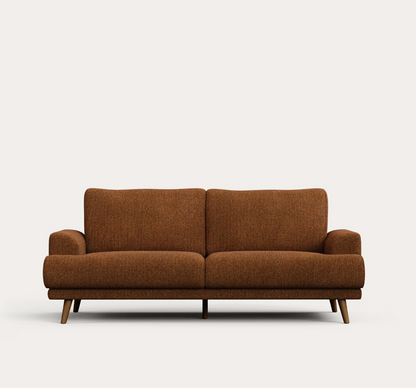 2-Seater Sofa in Dark Orange/Solid Beech Wood Legs