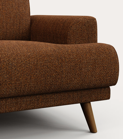 2-Seater Sofa in Dark Orange/Solid Beech Wood Legs