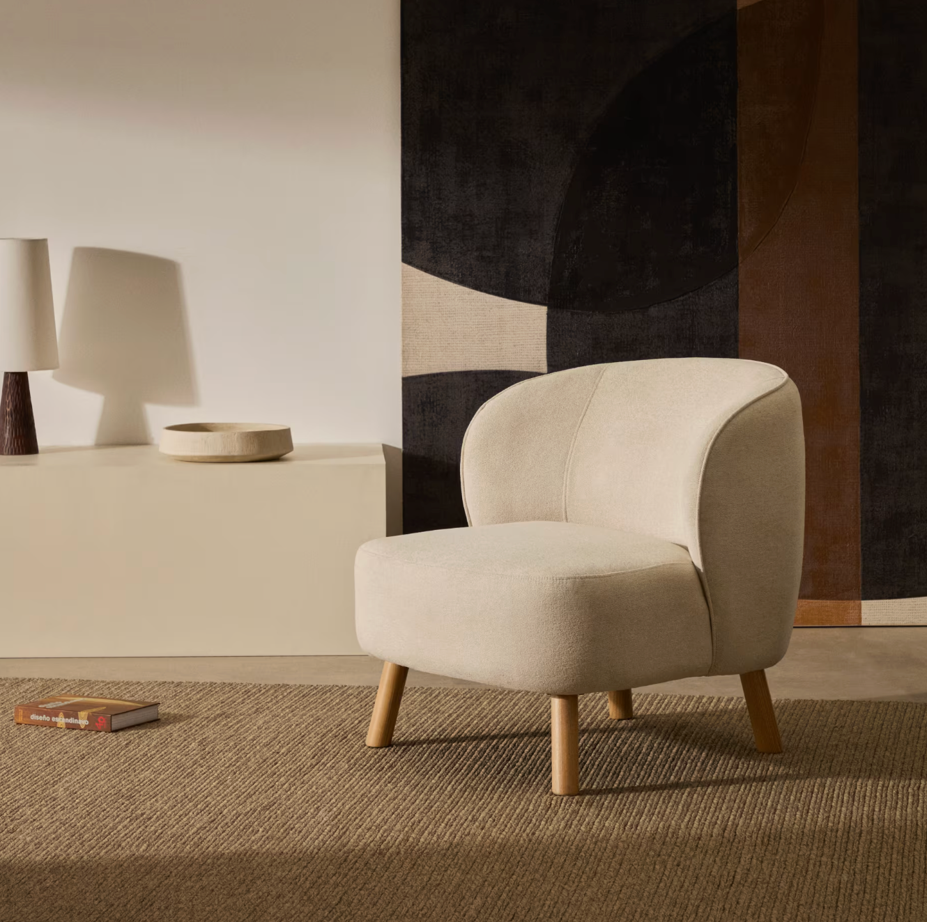 Beige Chenille Armchair