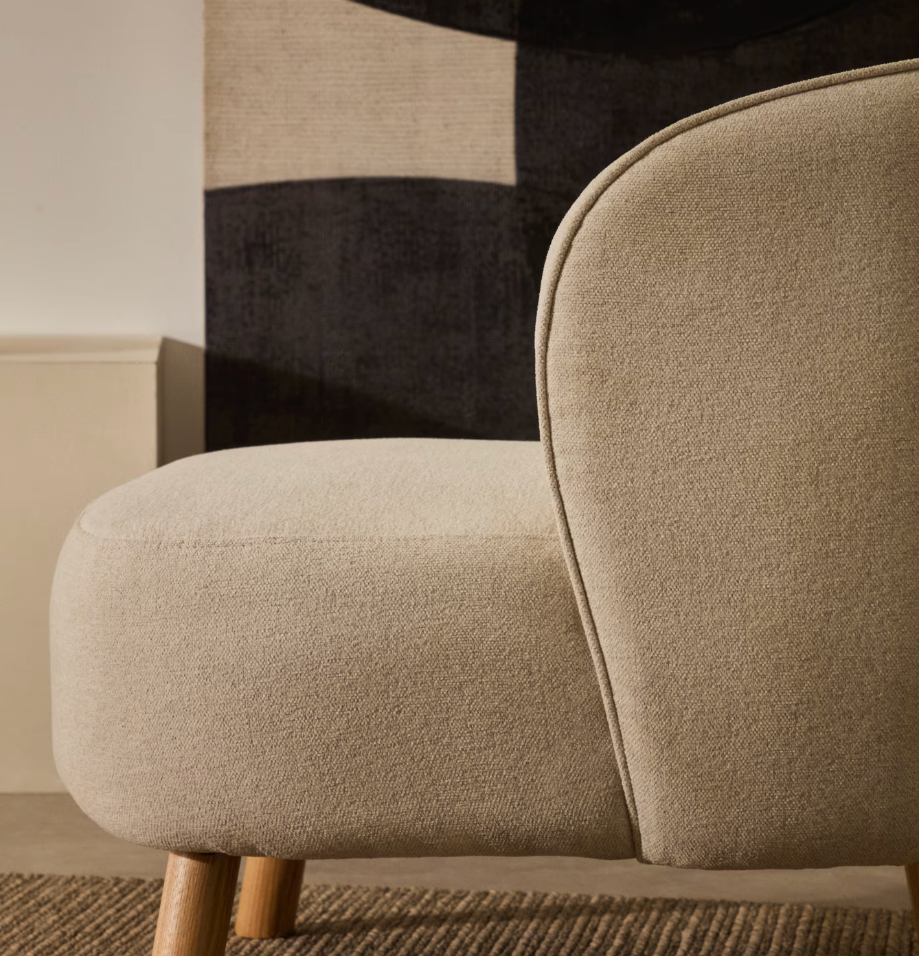 Beige Chenille Armchair