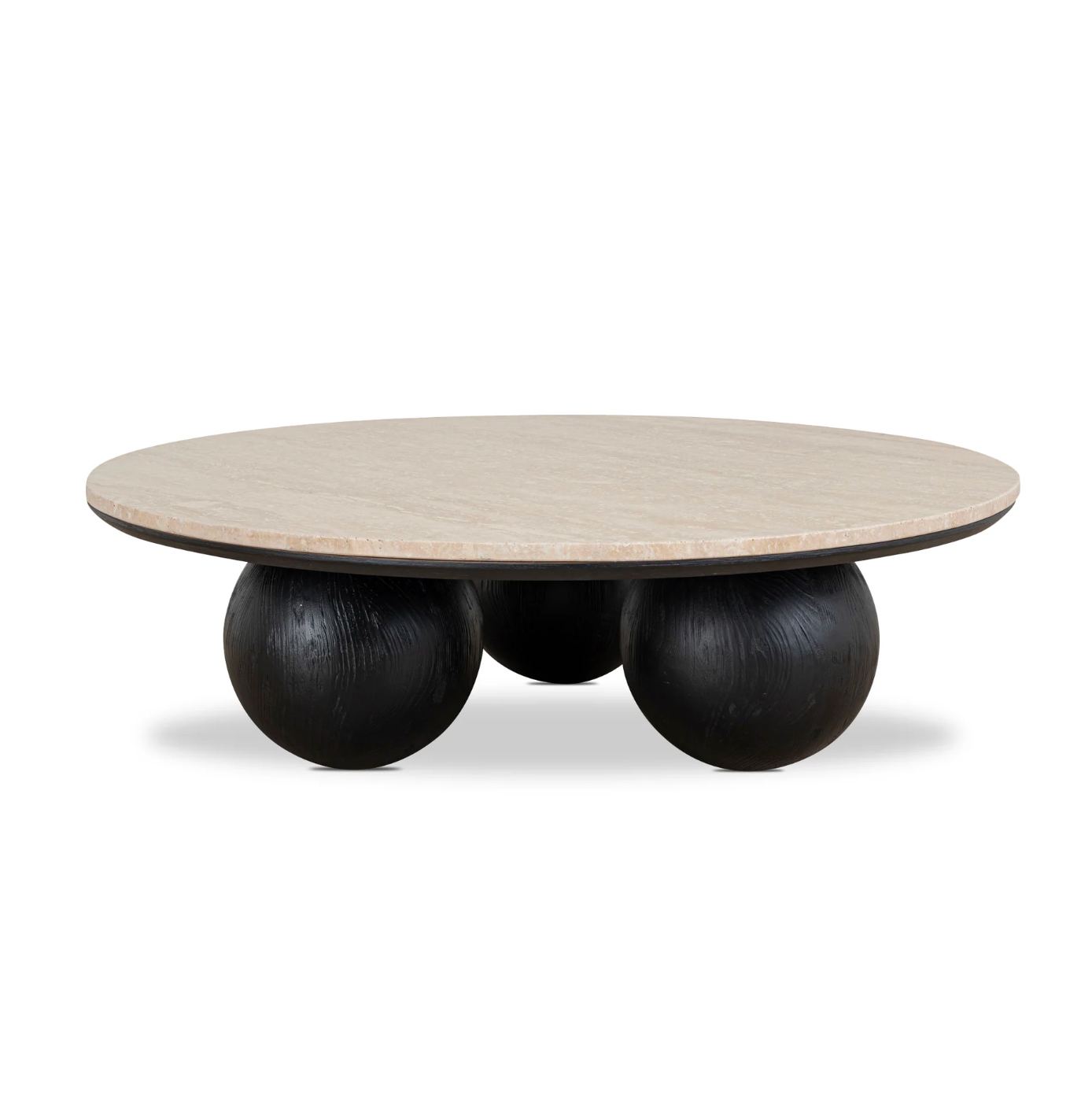 Round Travertine Coffee Table with Rounded Legs