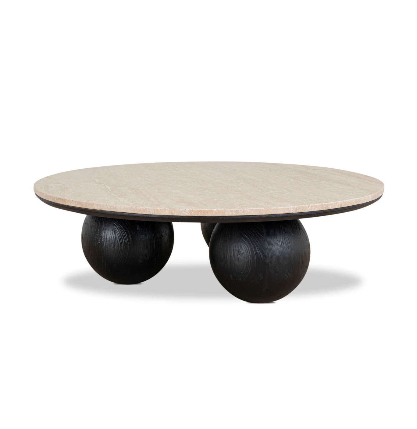 Round Travertine Coffee Table with Rounded Legs