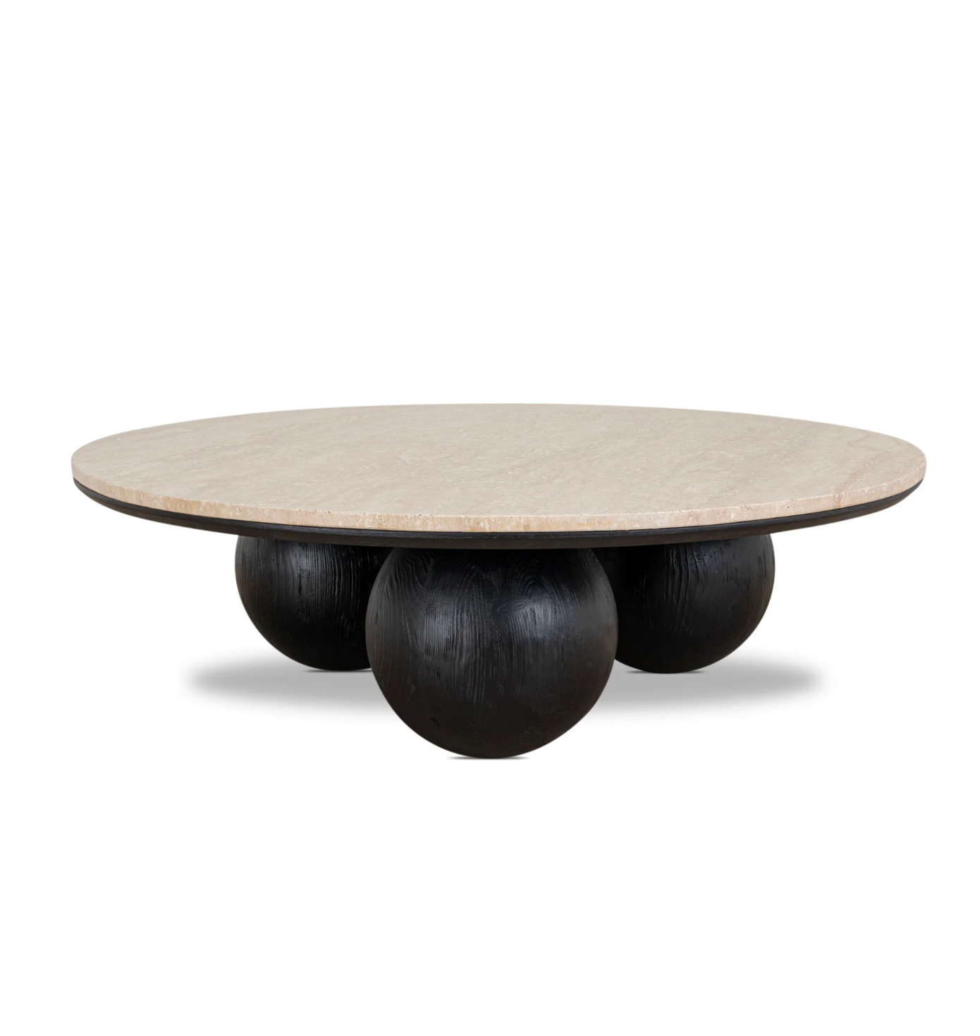 Round Travertine Coffee Table with Rounded Legs
