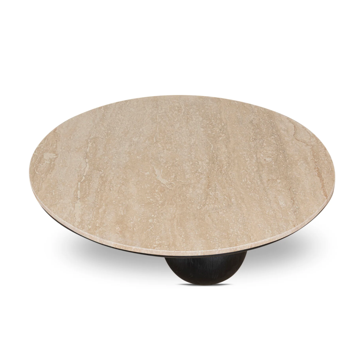 Round Travertine Coffee Table with Rounded Legs