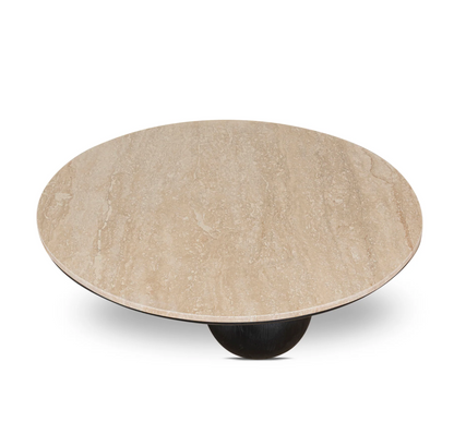 Round Travertine Coffee Table with Rounded Legs