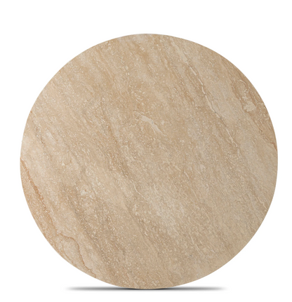 Round Travertine Coffee Table with Rounded Legs