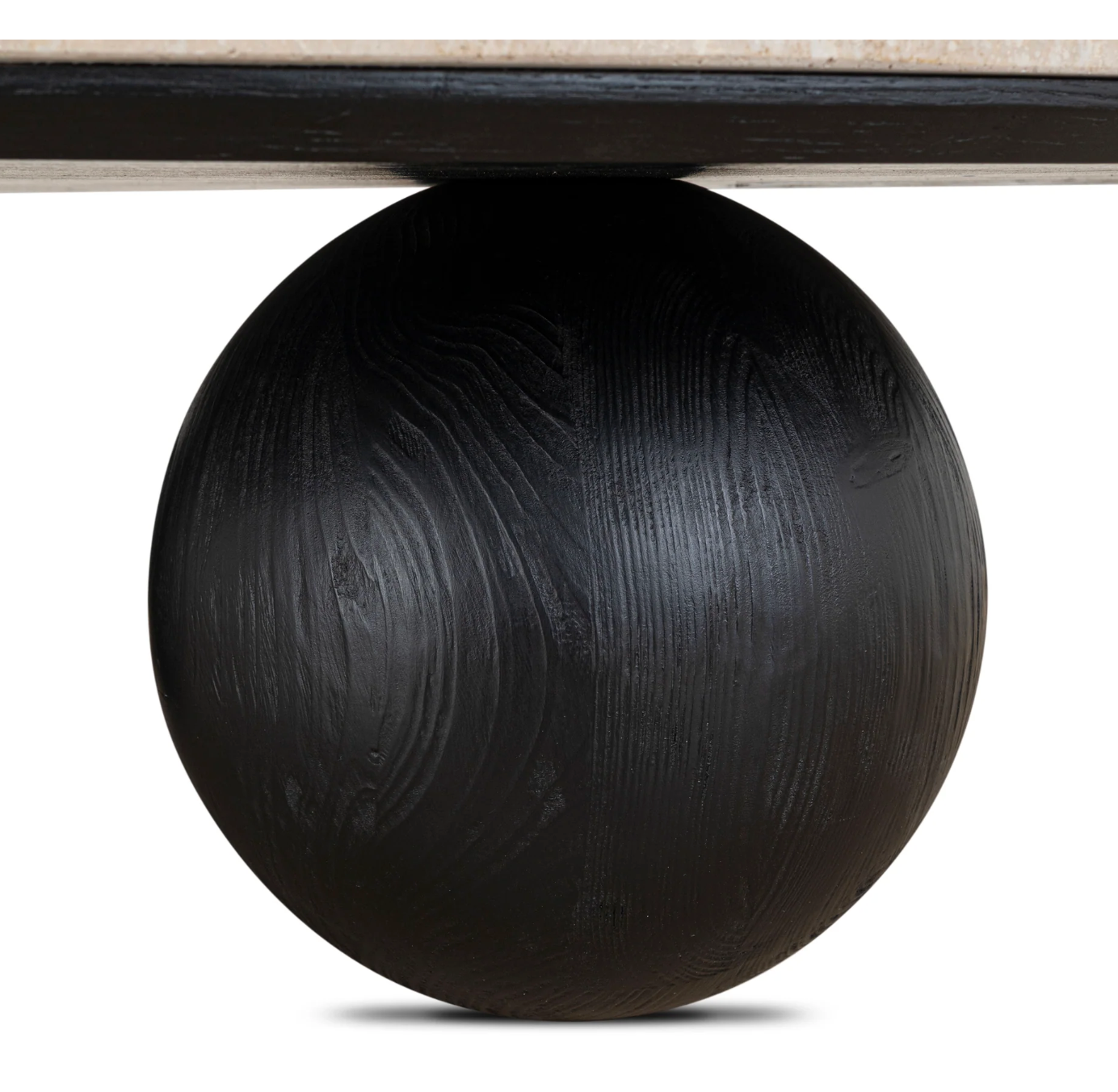 Round Travertine Coffee Table with Rounded Legs