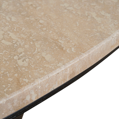 Round Travertine Coffee Table with Rounded Legs