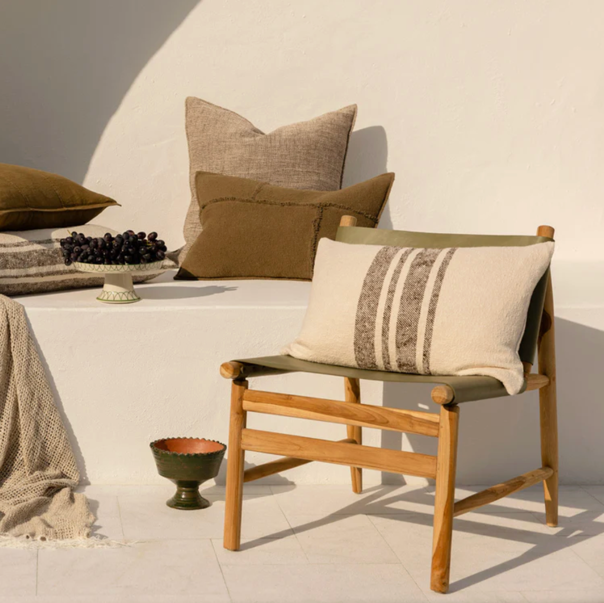 Moss Green Geometric Cushion