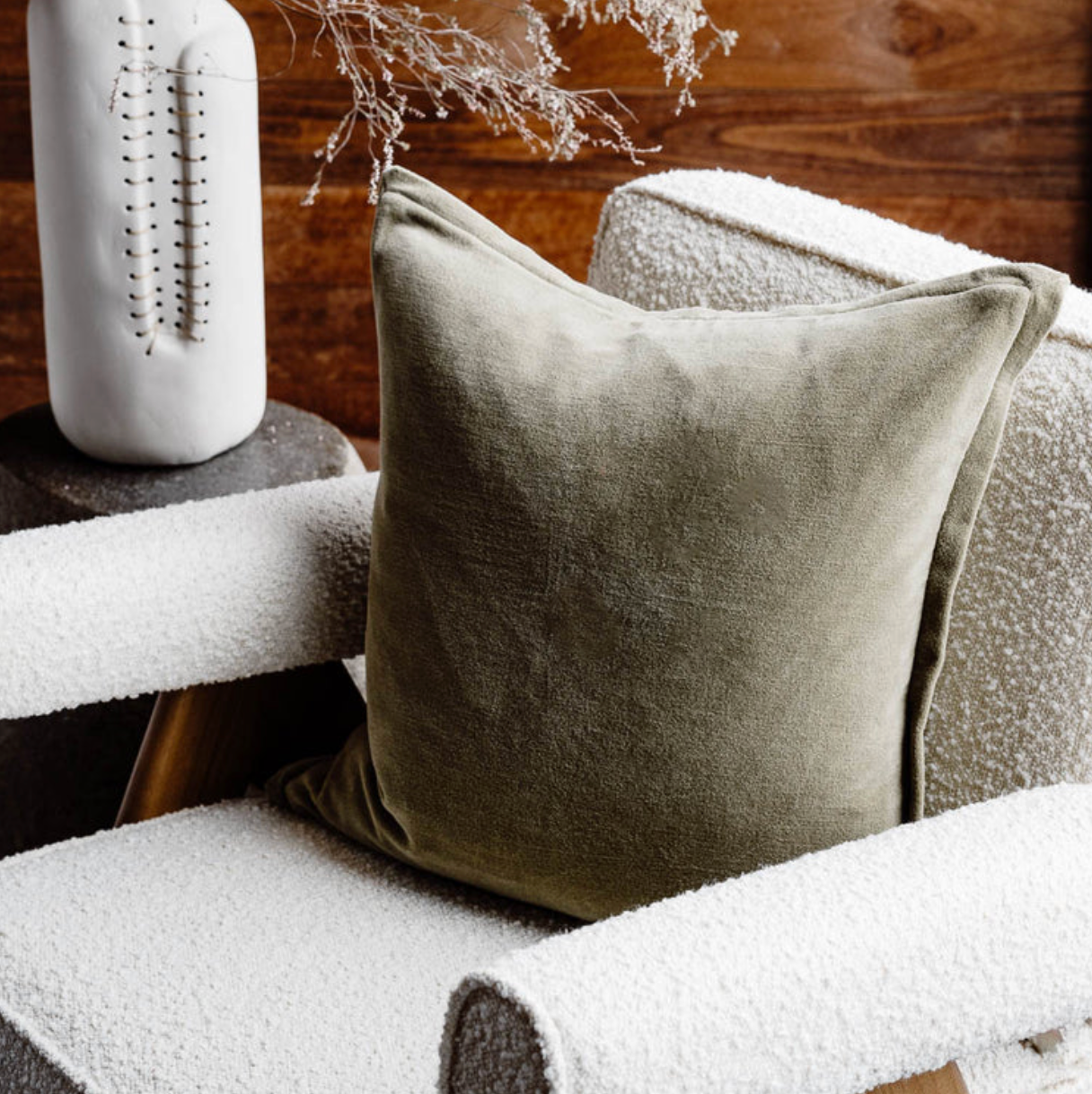 Olive Velvet Cushion