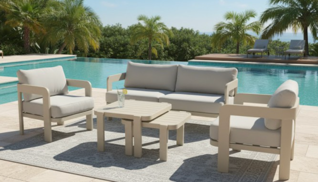 Beige 5 Piece Outdoor Lounge