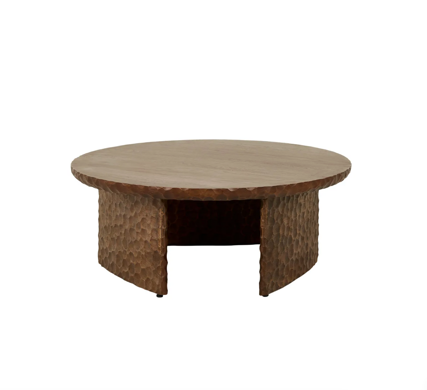 Mocha Oak Carved Round Coffee Table