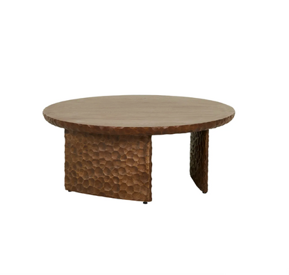 Mocha Oak Carved Round Coffee Table