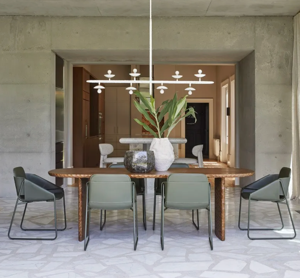 Mocha Oak Carved Dining Table