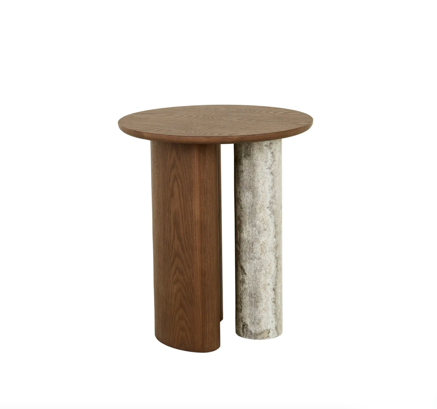 Crescent Base Side Table - Wood/Marble