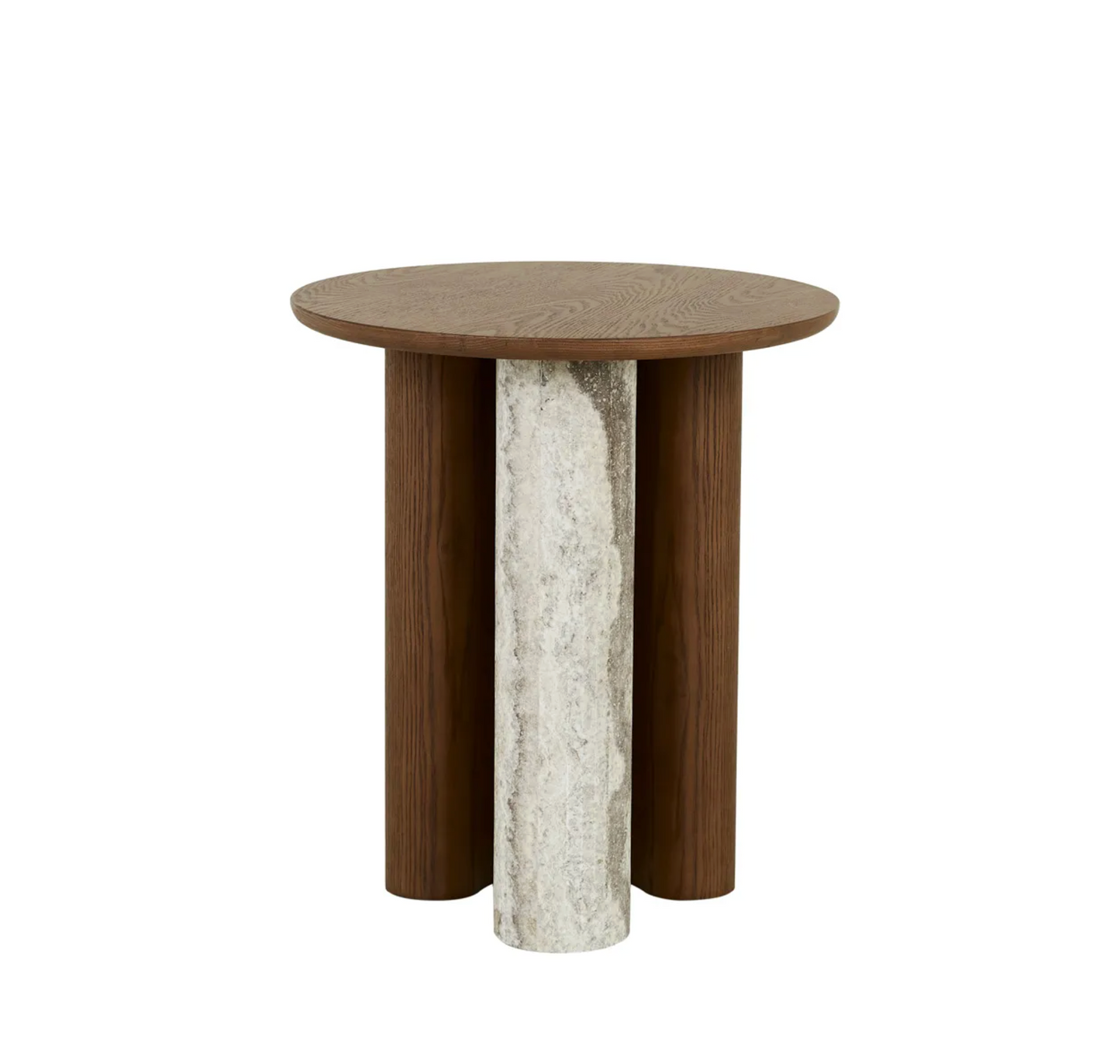 Crescent Base Side Table - Wood/Marble
