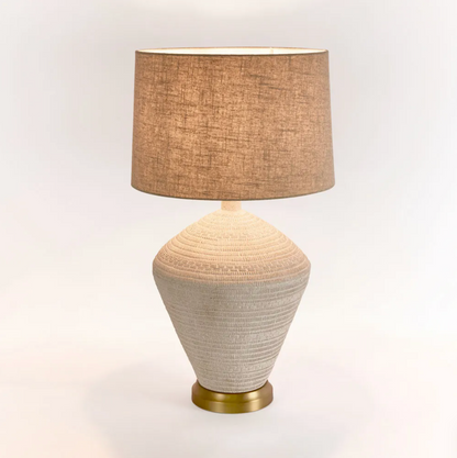 Caufield White Sandstone Table Lamp & Linen Shade