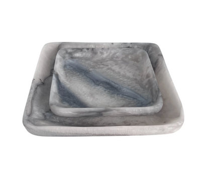 Orion Set of 2 Square Trays 20x20x2.5cm Grey Stone Matt