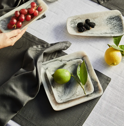 Orion Set of 2 Square Trays 20x20x2.5cm Grey Stone Matt