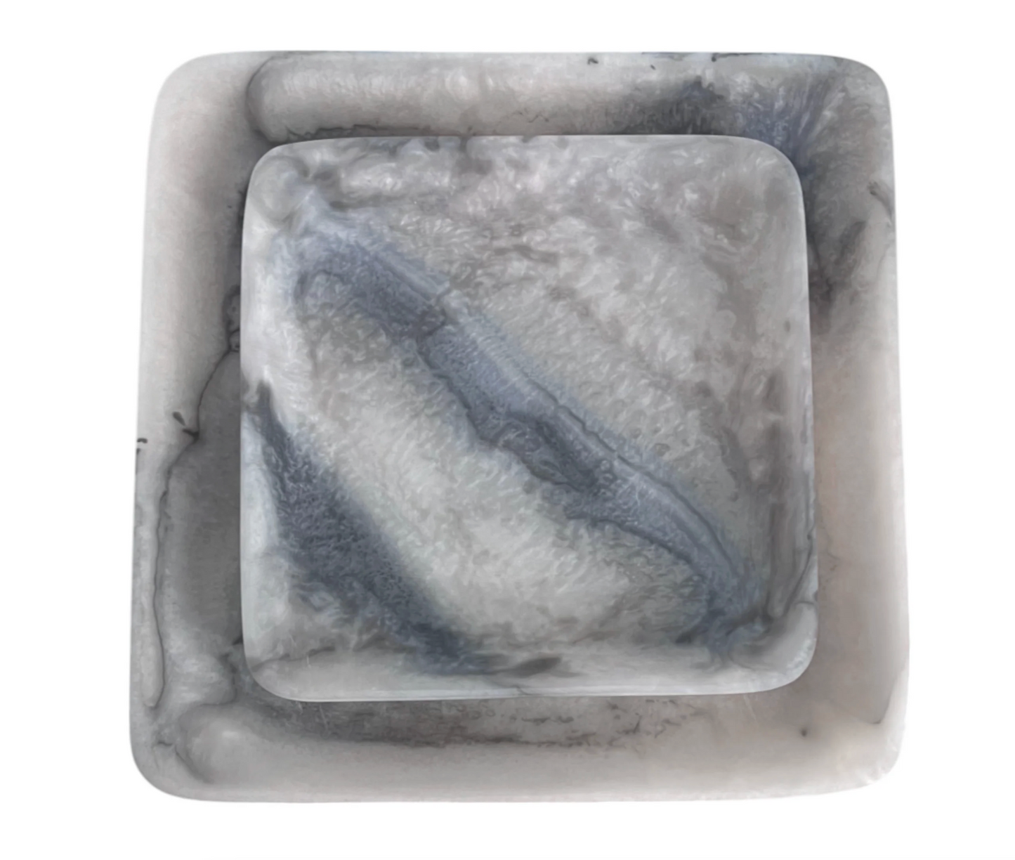 Orion Set of 2 Square Trays 20x20x2.5cm Grey Stone Matt