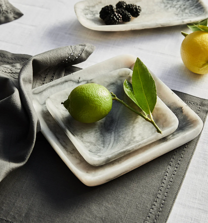 Orion Set of 2 Square Trays 20x20x2.5cm Grey Stone Matt