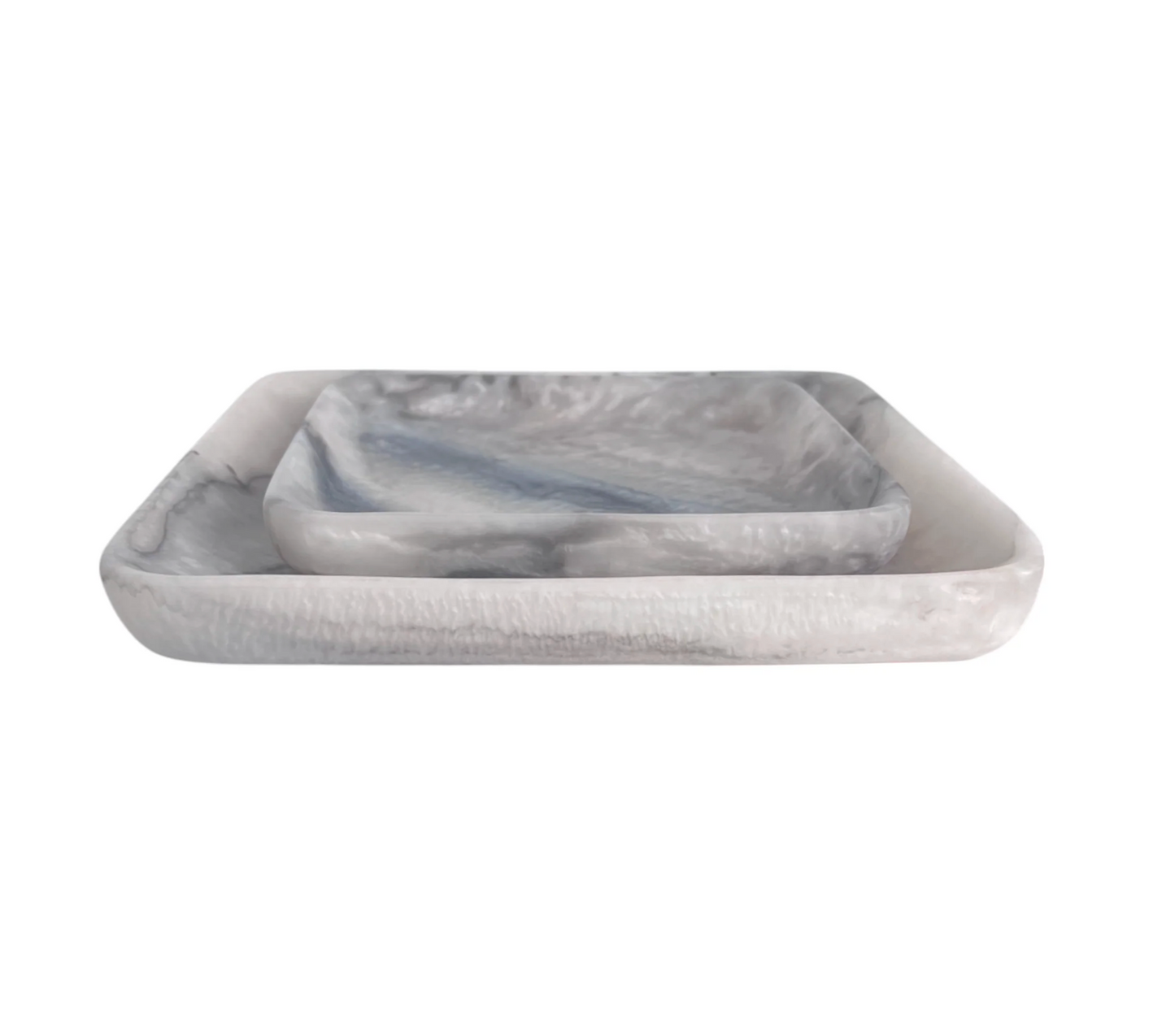 Orion Set of 2 Square Trays 20x20x2.5cm Grey Stone Matt