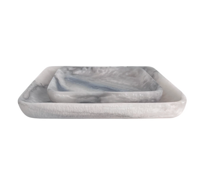 Orion Set of 2 Square Trays 20x20x2.5cm Grey Stone Matt