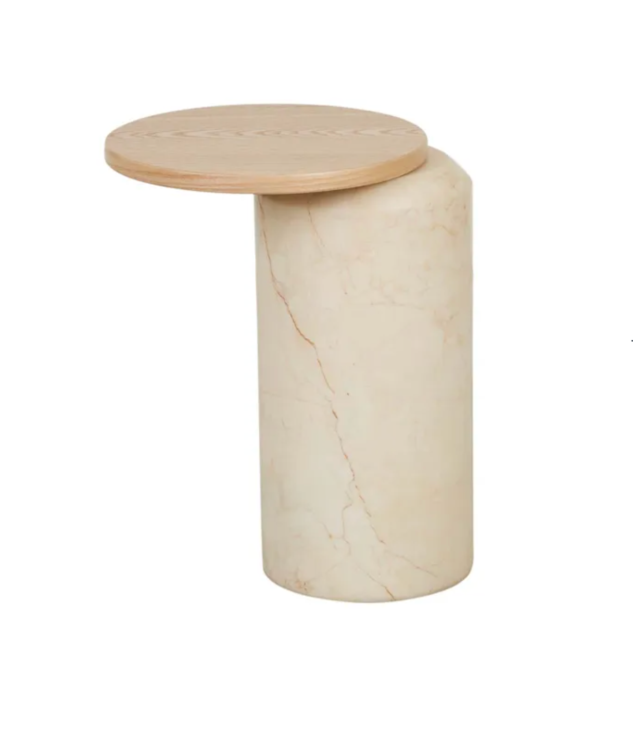 Marble Oak Asymmetrical Side Table