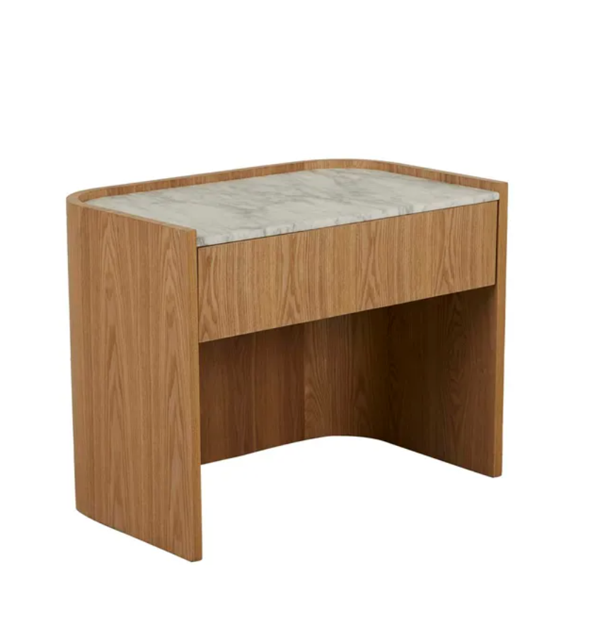 Veneer Rounded Bedside Table