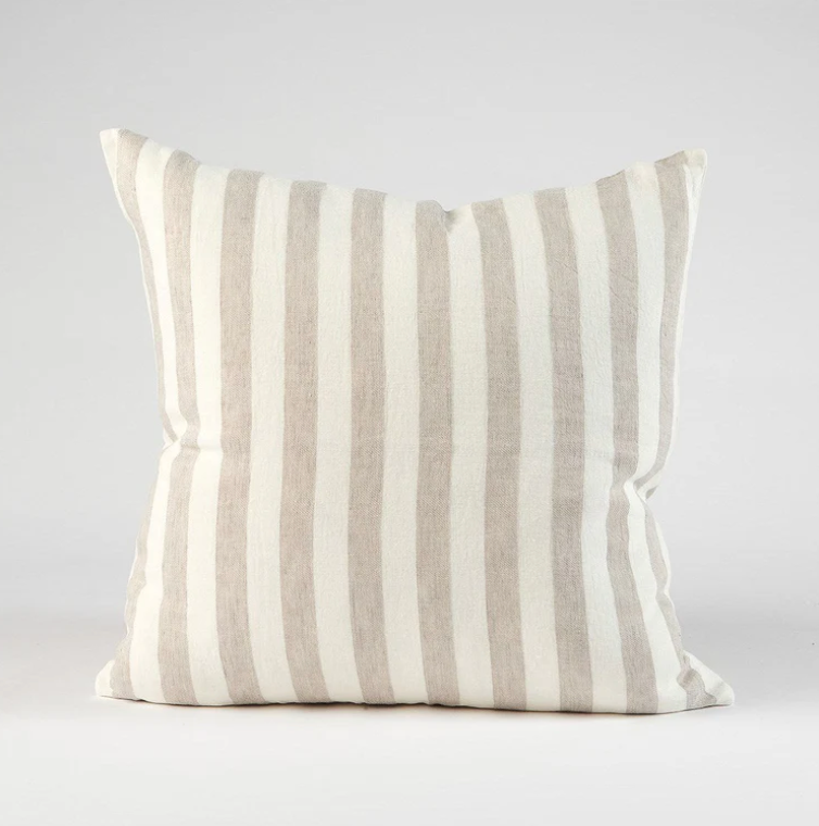 Santi Linen Cushion - Off White/Nutmeg Stripe