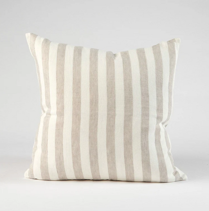 Santi Linen Cushion - Off White/Nutmeg Stripe