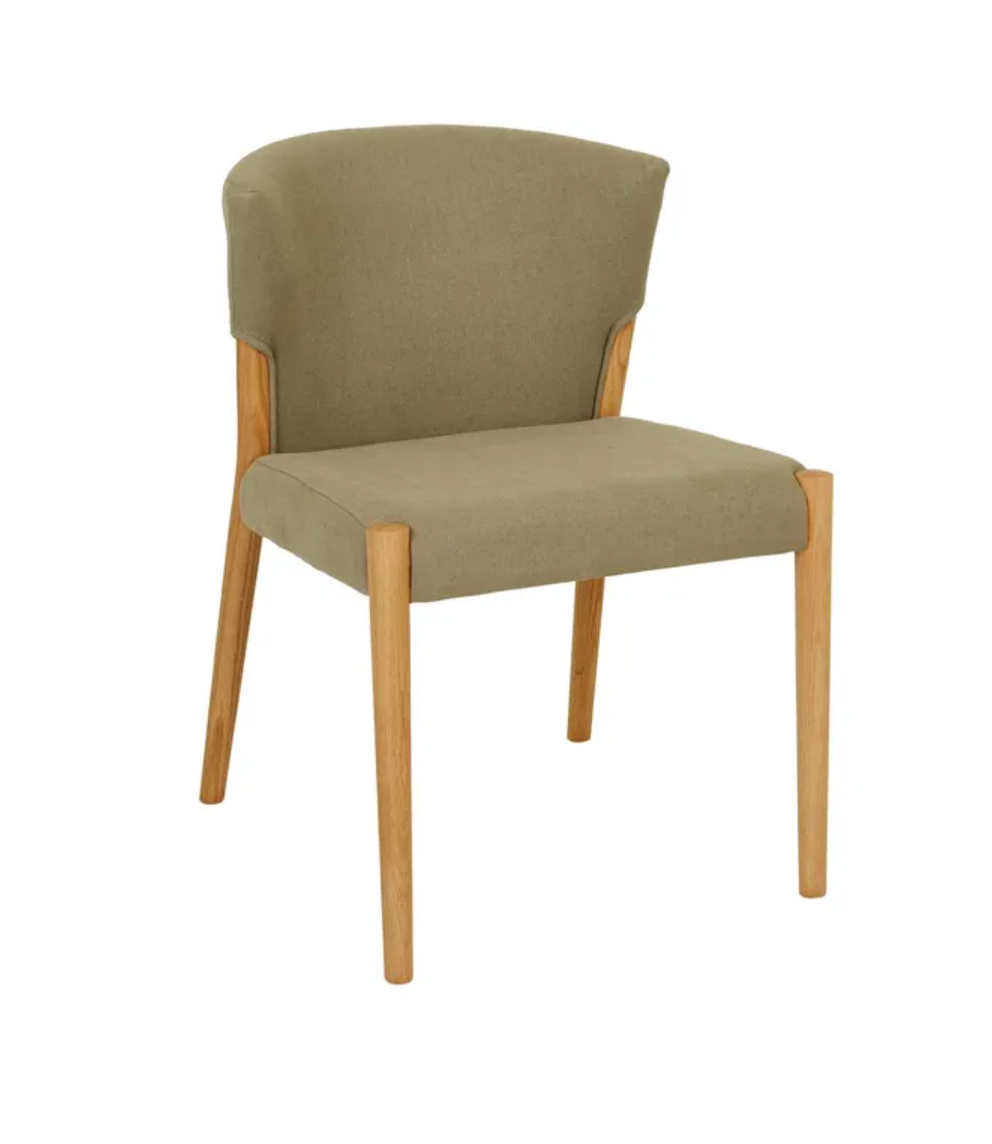 Upholstered Wingback with Oak Dining Chair